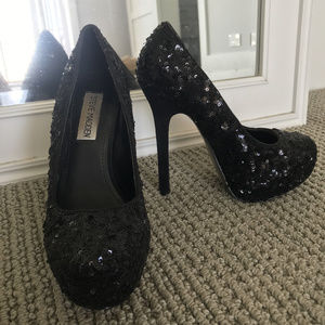 Black Sequin Steve Madden Heels